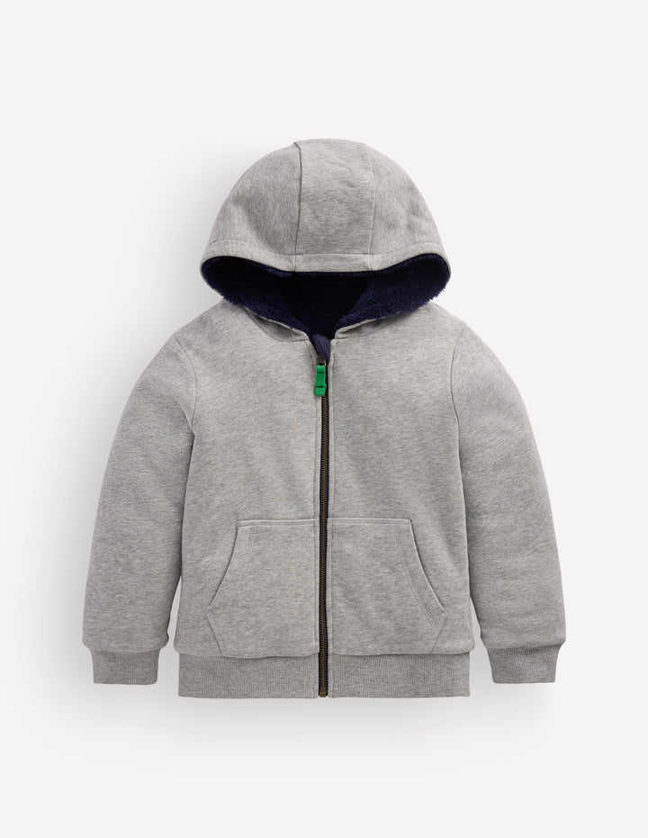 Wendbarer Teddy-Kapuzenpullover-Grau Meliert