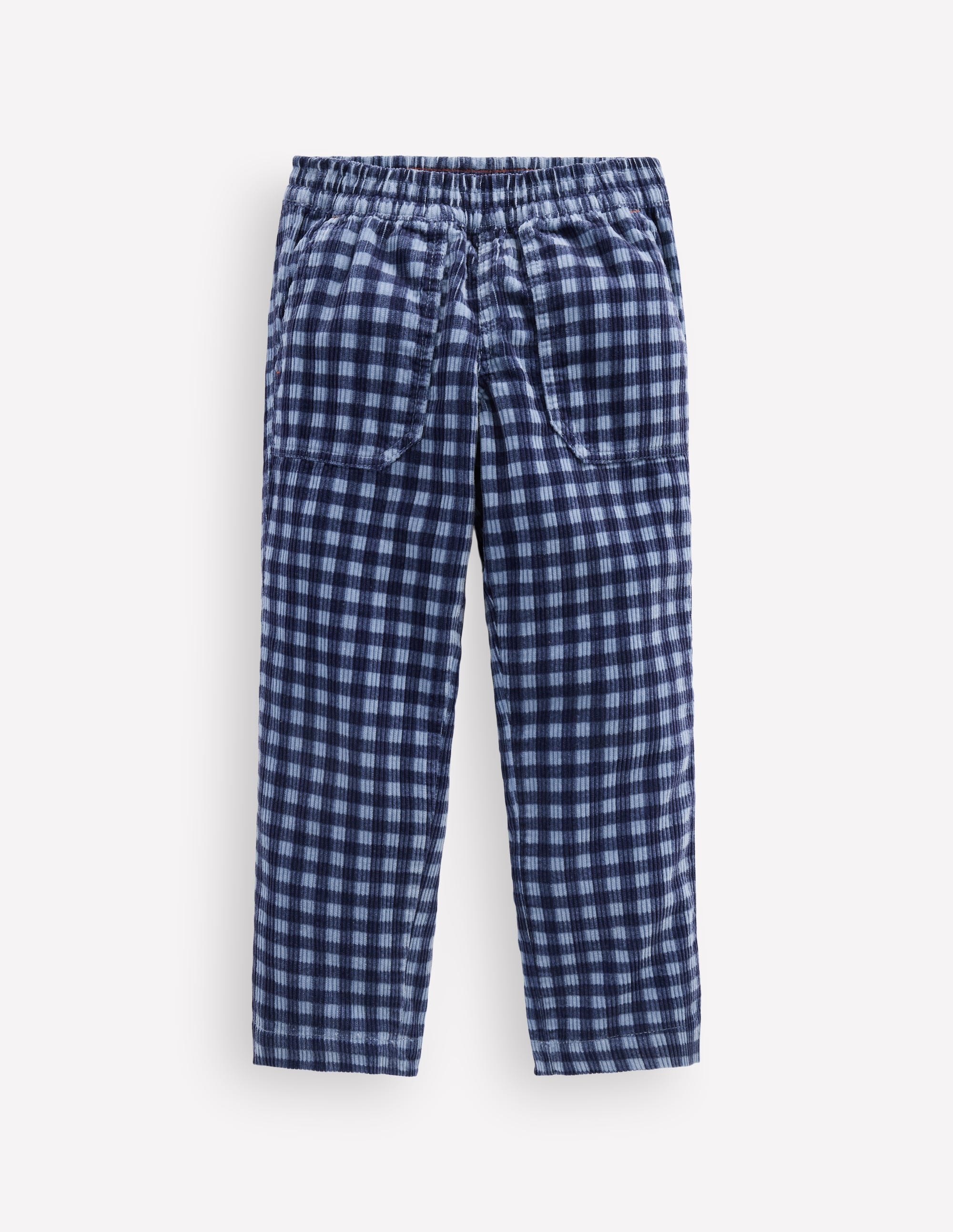 Pull-on Cord Trousers-Faded Denim Gingham - Image 1