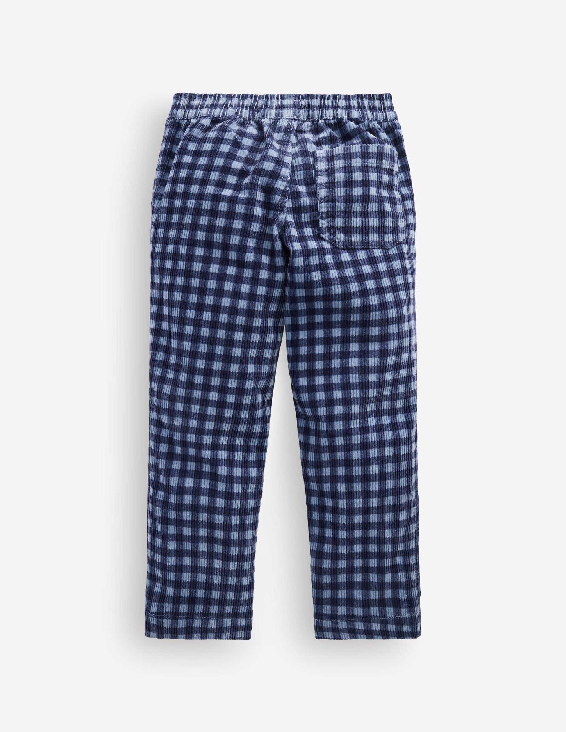 Pull-on Cord Trousers-Faded Denim Gingham-2