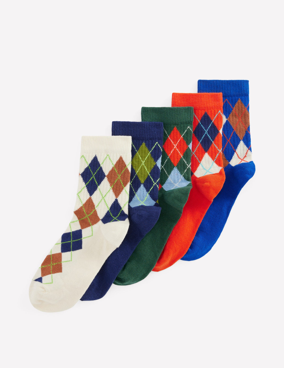 Gerippte Socken im 5er-Pack für Jungen-Bunt, Argyle-Muster-1