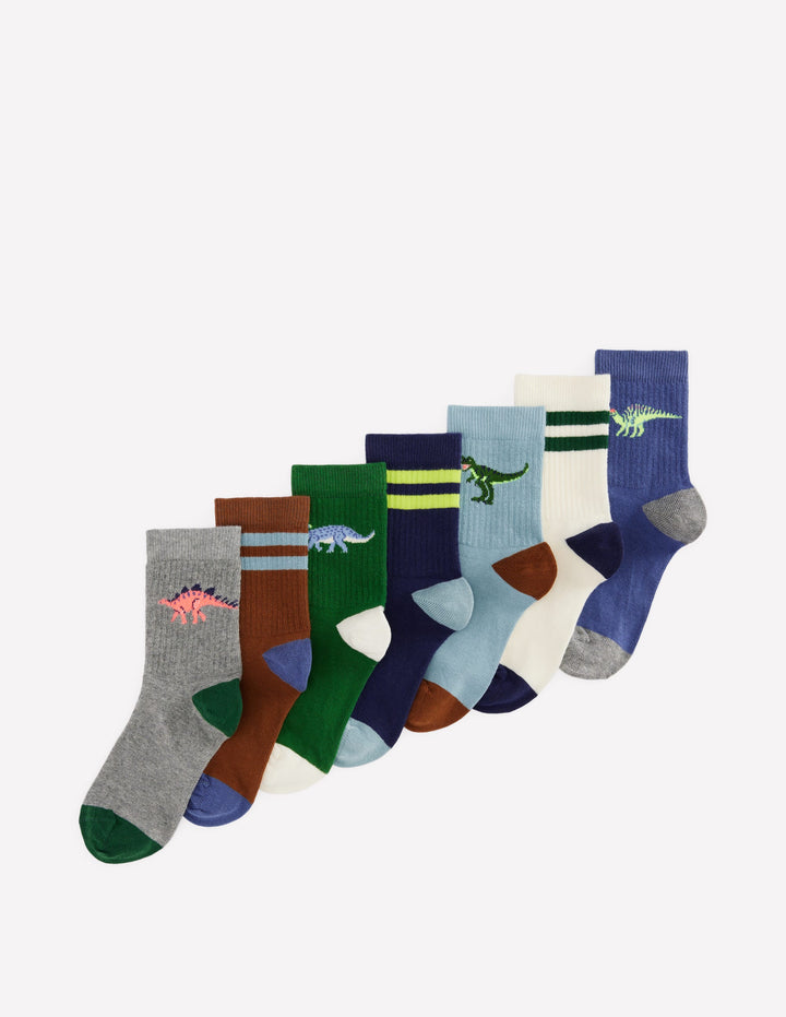 Rippstrick-Socken im 7er-Pack-Dinos