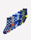 Rippstrick-Socken im 7er-Pack-Weltall Schachbrettmuster