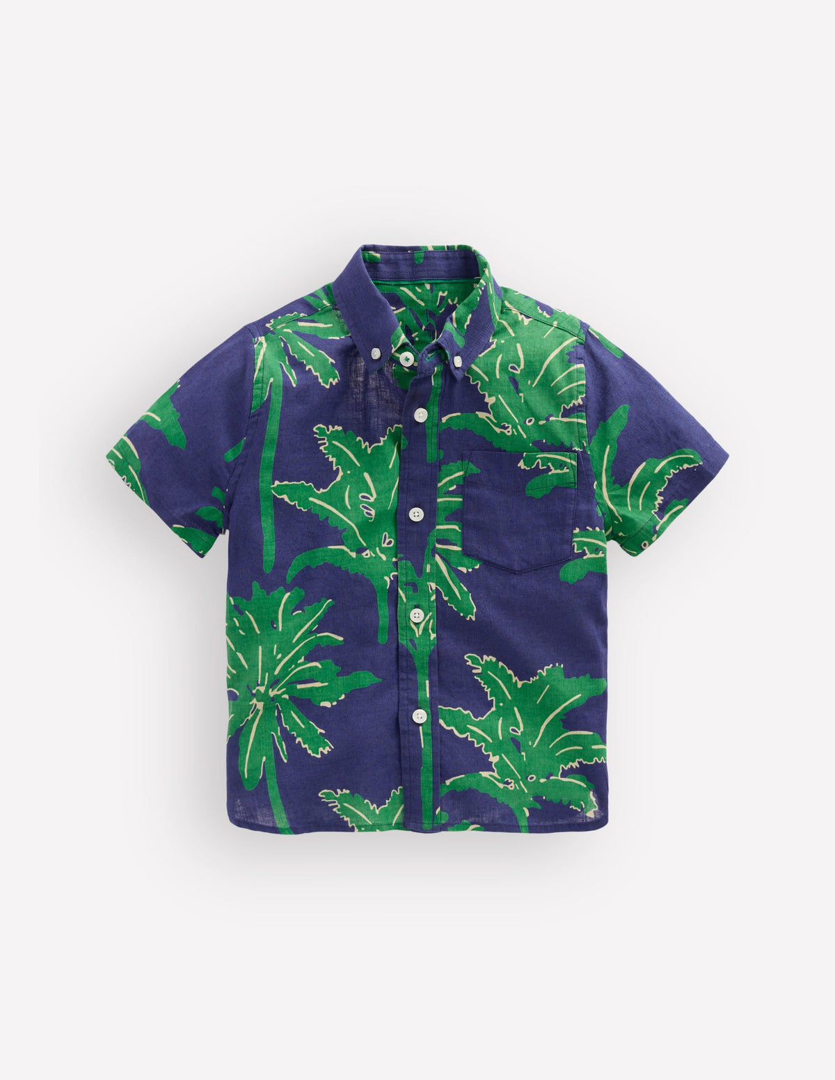 Chemise en coton et lin-Palmiers verts-1