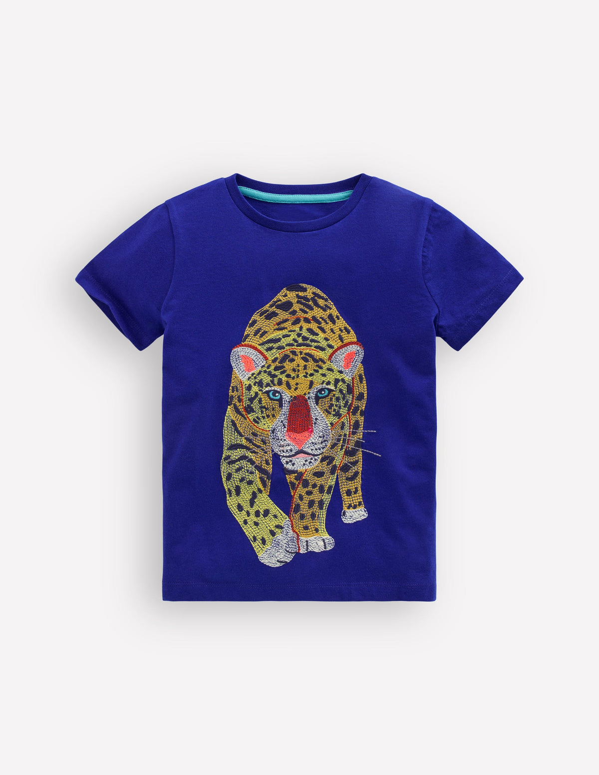 T-Shirt mit Superstitch-Design-Surf The Web-Blau Leopard - Image 2