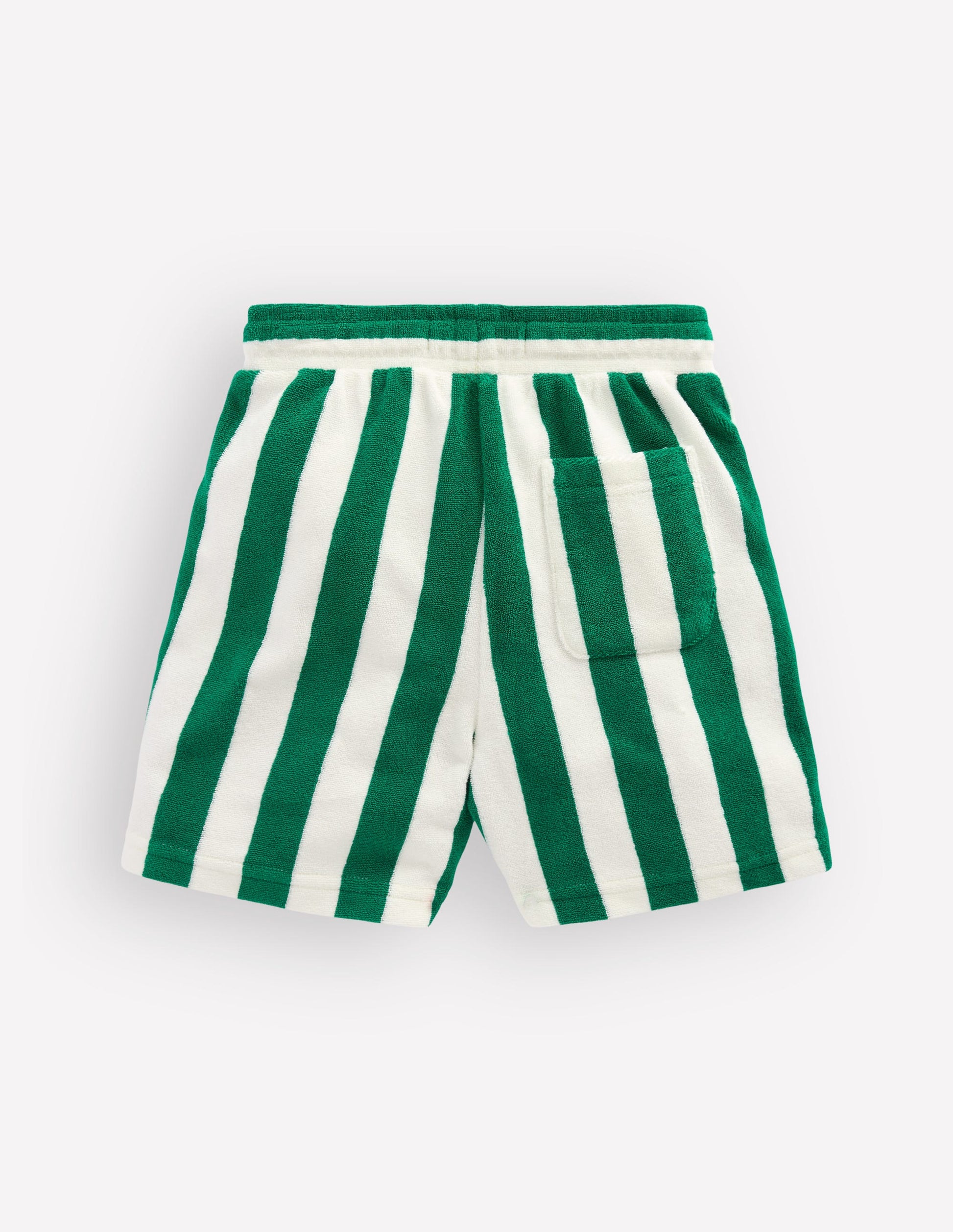 Frottee-Shorts-Grün und Naturweiß Streifen-4