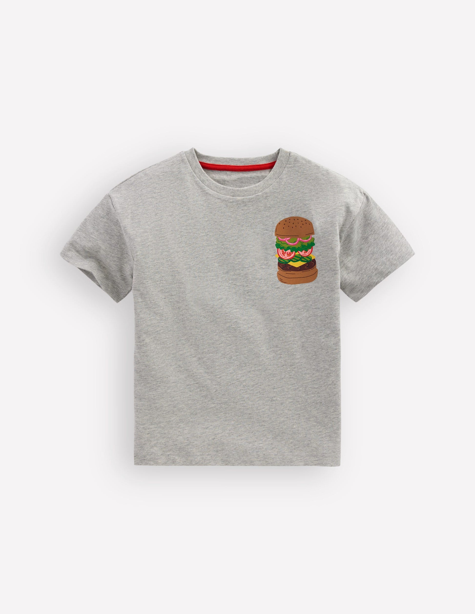 T-shirt à imprimé recto verso-Hamburger gris chiné-3
