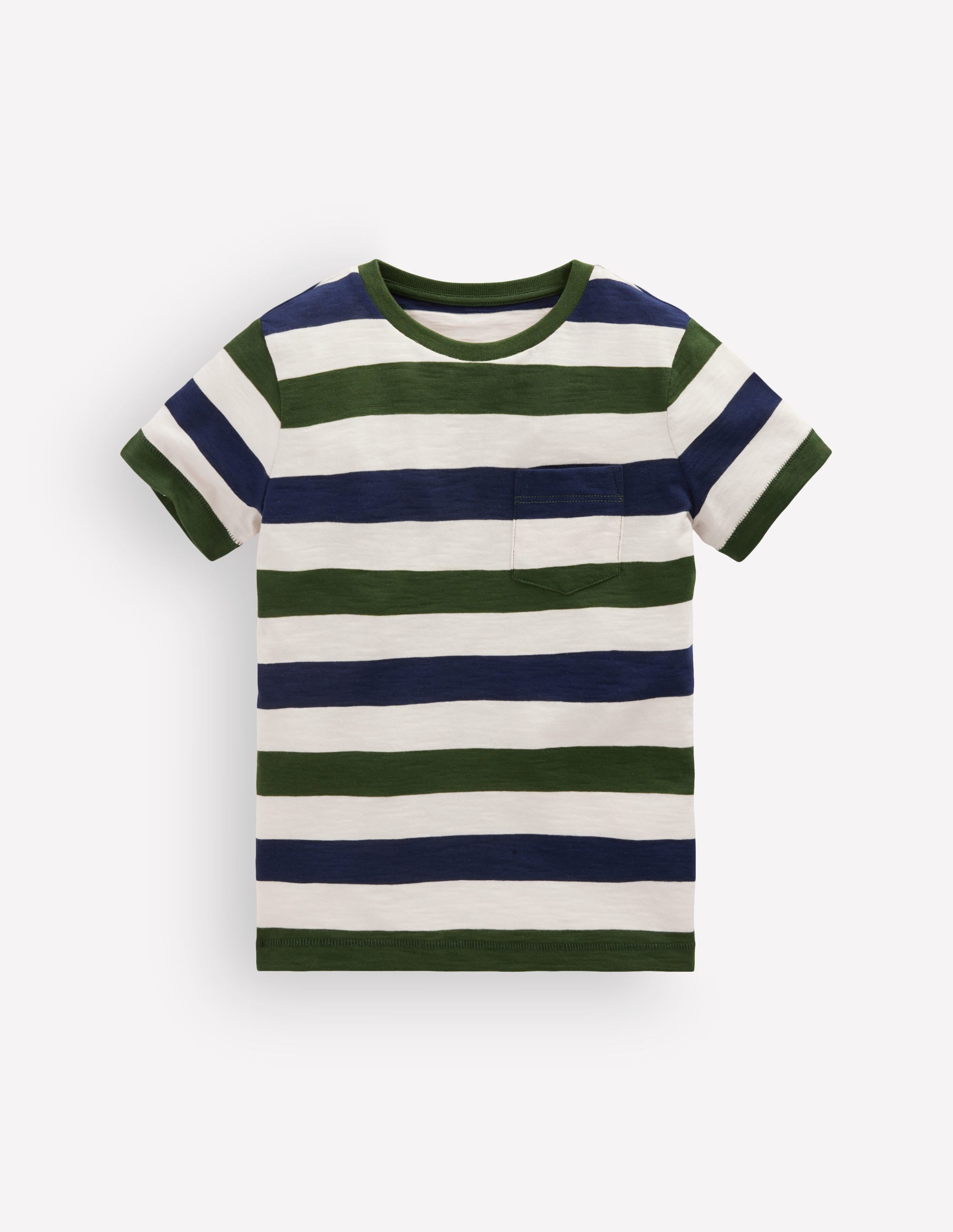 Everyday Short Sleeve T-Shirt-Green and Blue Stripe - Image 1