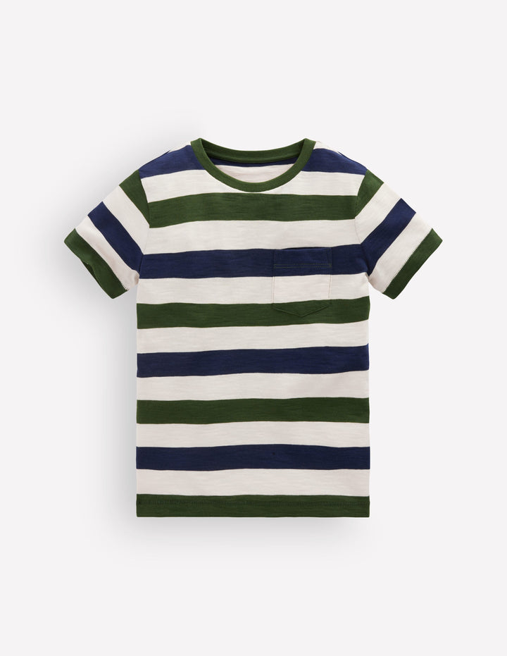 T-Shirt für den Alltag-Grün und Blau Streifen