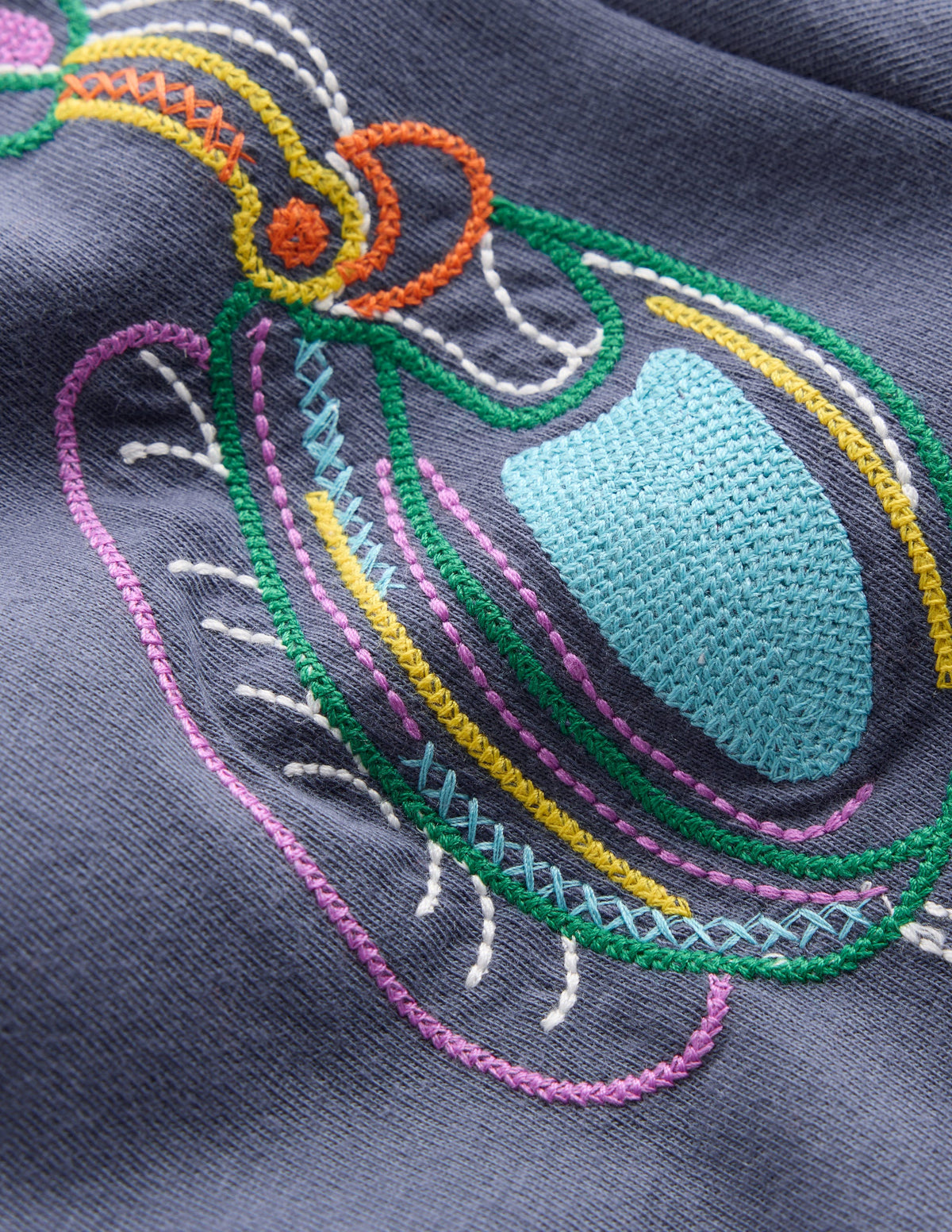 T-Shirt mit Linienstich-Vintage Indigoblau Kopfhörer - Image 4