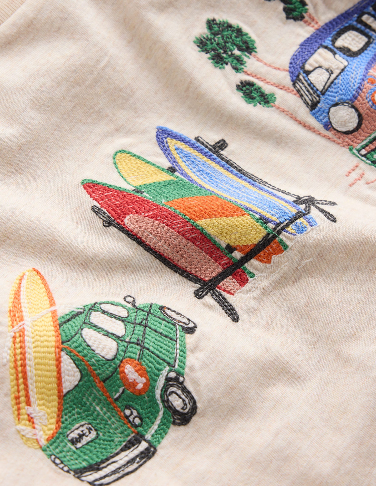 T-Shirt mit Linienstich-Haferbeige Meliert Urlaub - Image 5