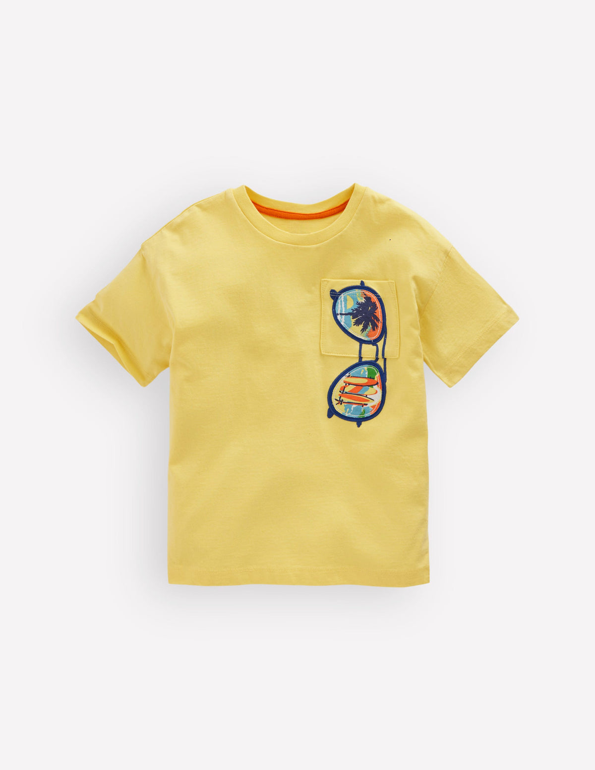Kurzärmliges T-Shirt mit Aufnäher-Sommerkleid Urlaub Sonnenbrille-2