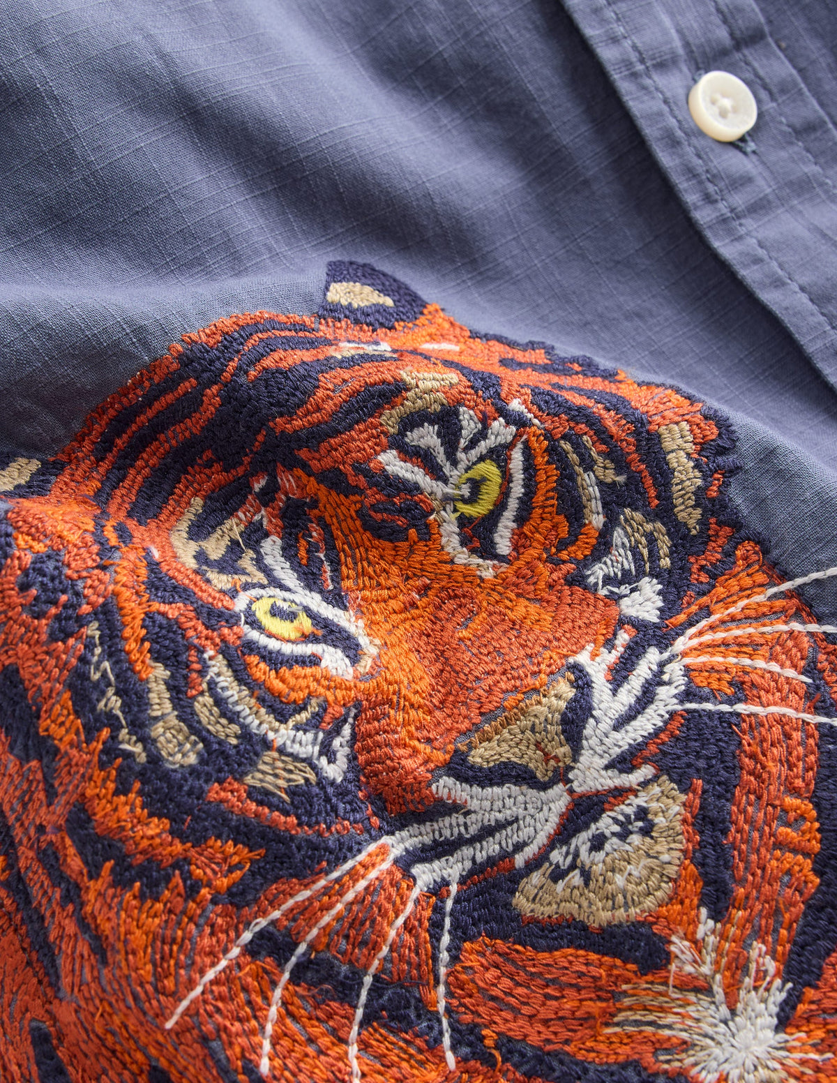 Chemise à super surpiqûres-Tigre indigo vintage - Image 3