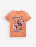 T-Shirt mit Vintage-Waschung und Grafik-ORANGE HAIE