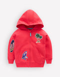Kapuzenpullover mit Superstitch-Aufnähern-Marmeladenrot Urlaub