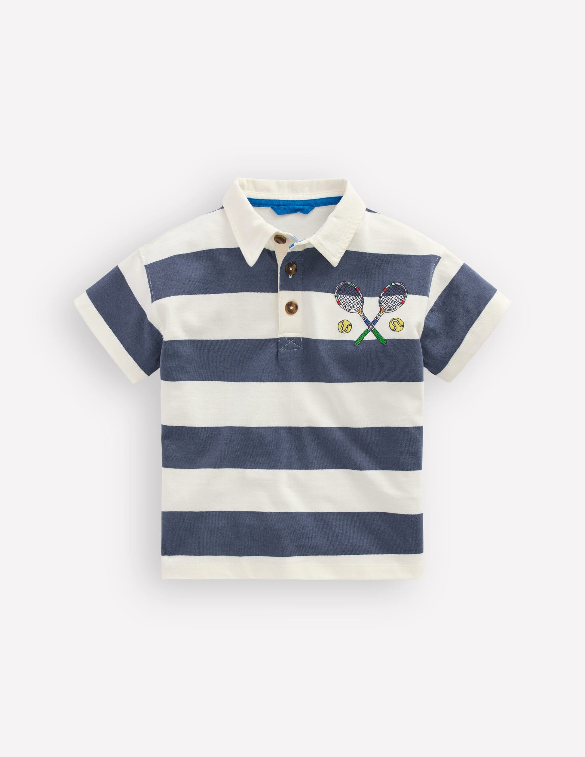 Relaxed Appliqué Polo Shirt-Robot Blue Tennis-5