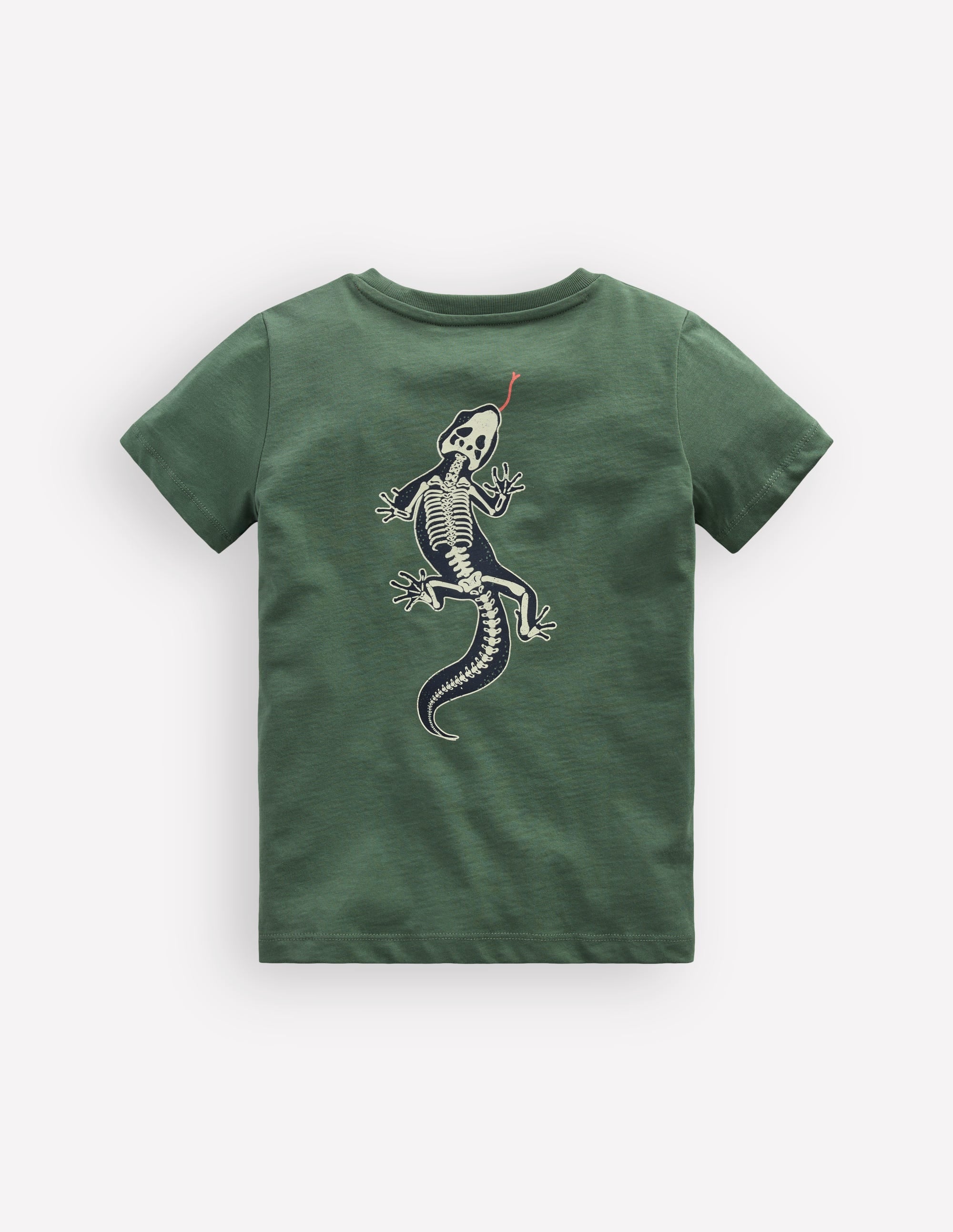 Front and Back Glow T-shirt-Bottle Green, Lizard X-Rray - Image 4