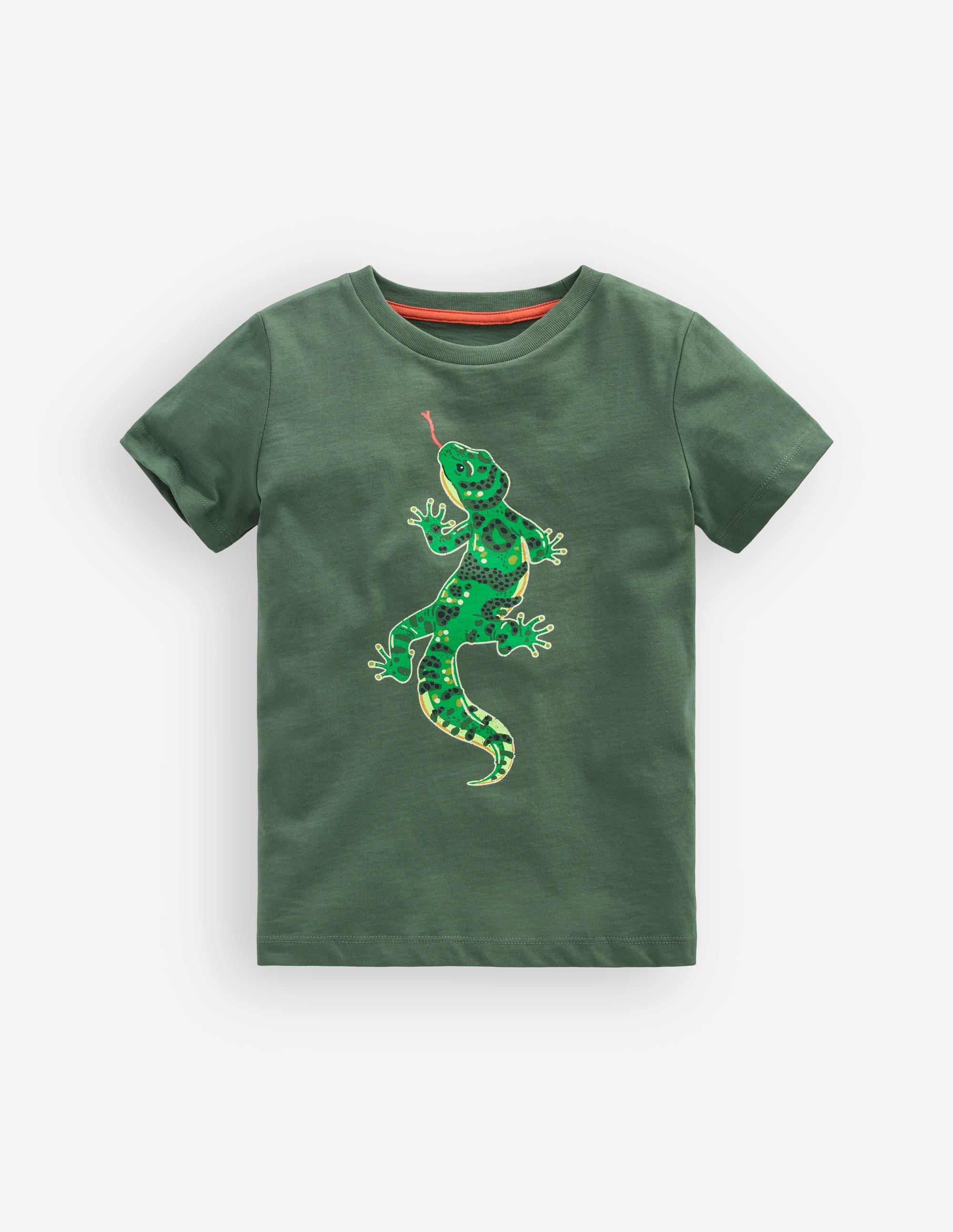 Front and Back Glow T-shirt-Bottle Green, Lizard X-Rray - Image 3
