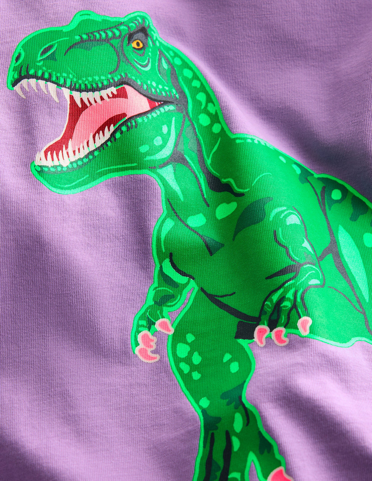 T-Shirt mit im Dunkeln leuchtender Grafik vorn und hinten-Asternlila, Dino-Skelett - Image 3