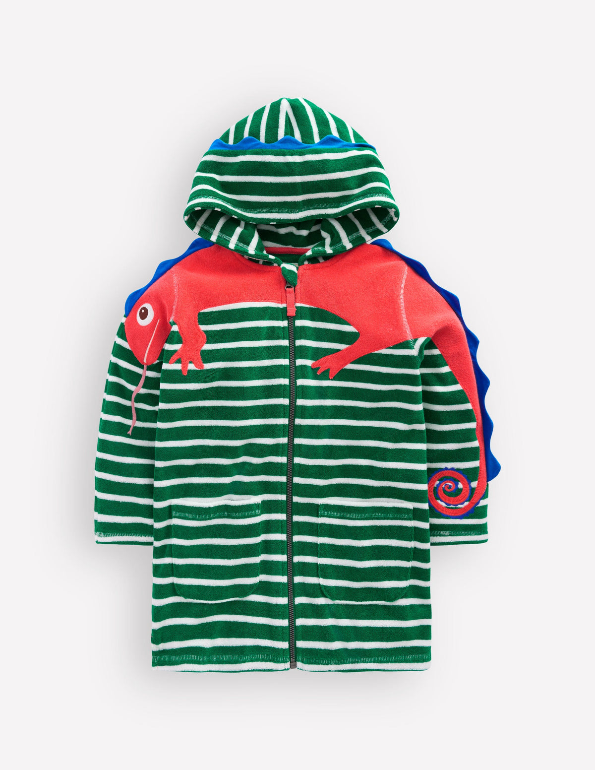 Poncho fun zippé en éponge-Rayé vert caméléon-4