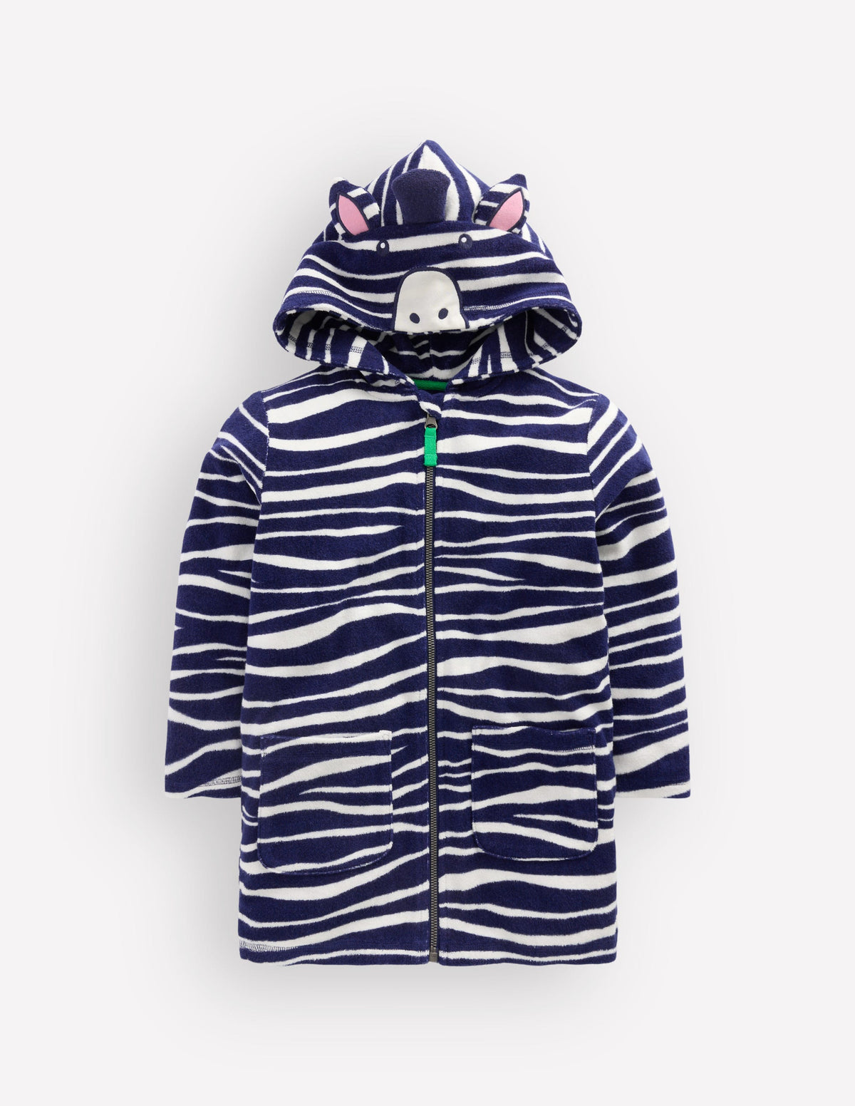 Origineller Frottee-Badeponcho mit Reißverschluss-Zebramuster - Image 3