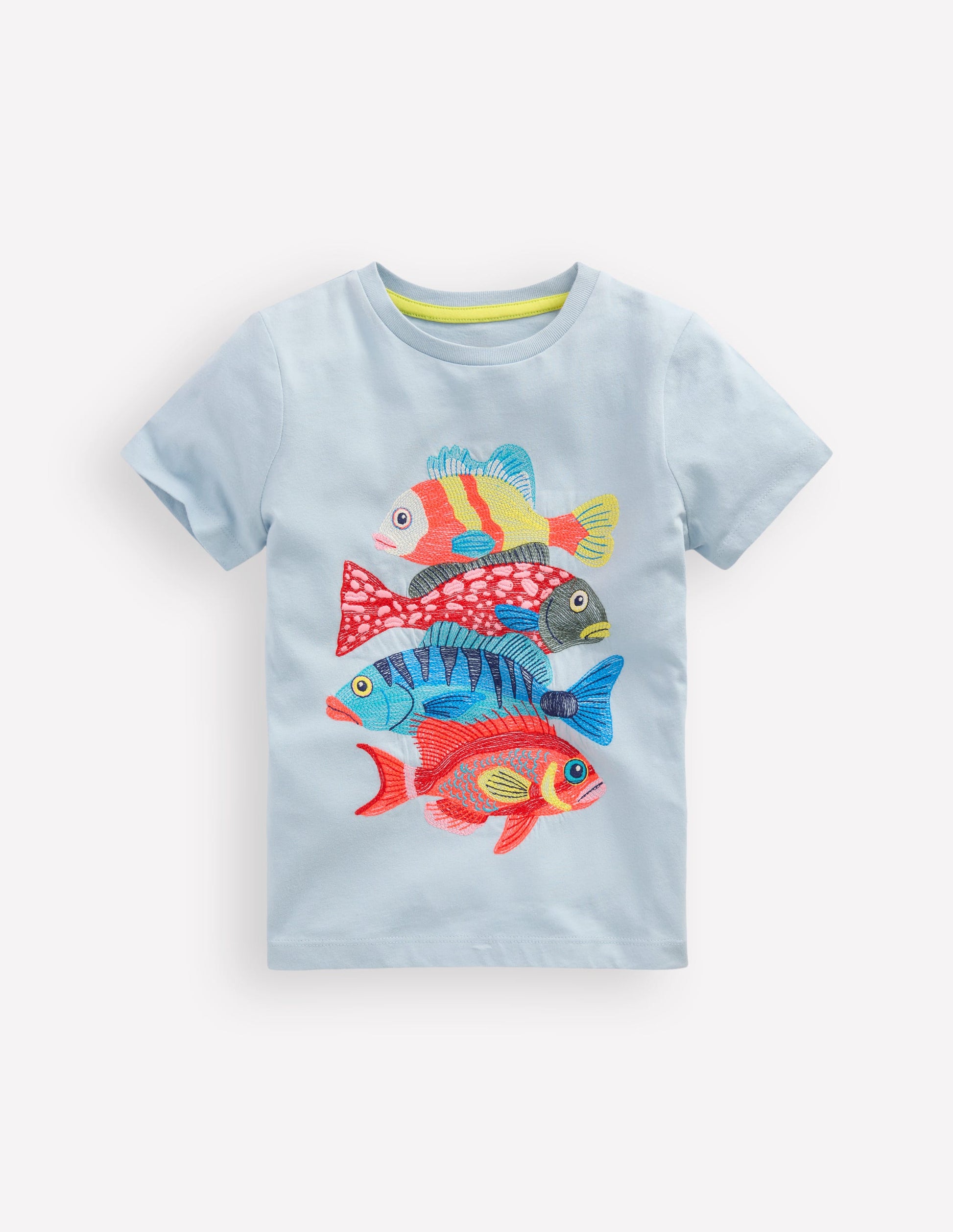 T-Shirt mit Superstitch-Design-Nebelblau Fisch-1