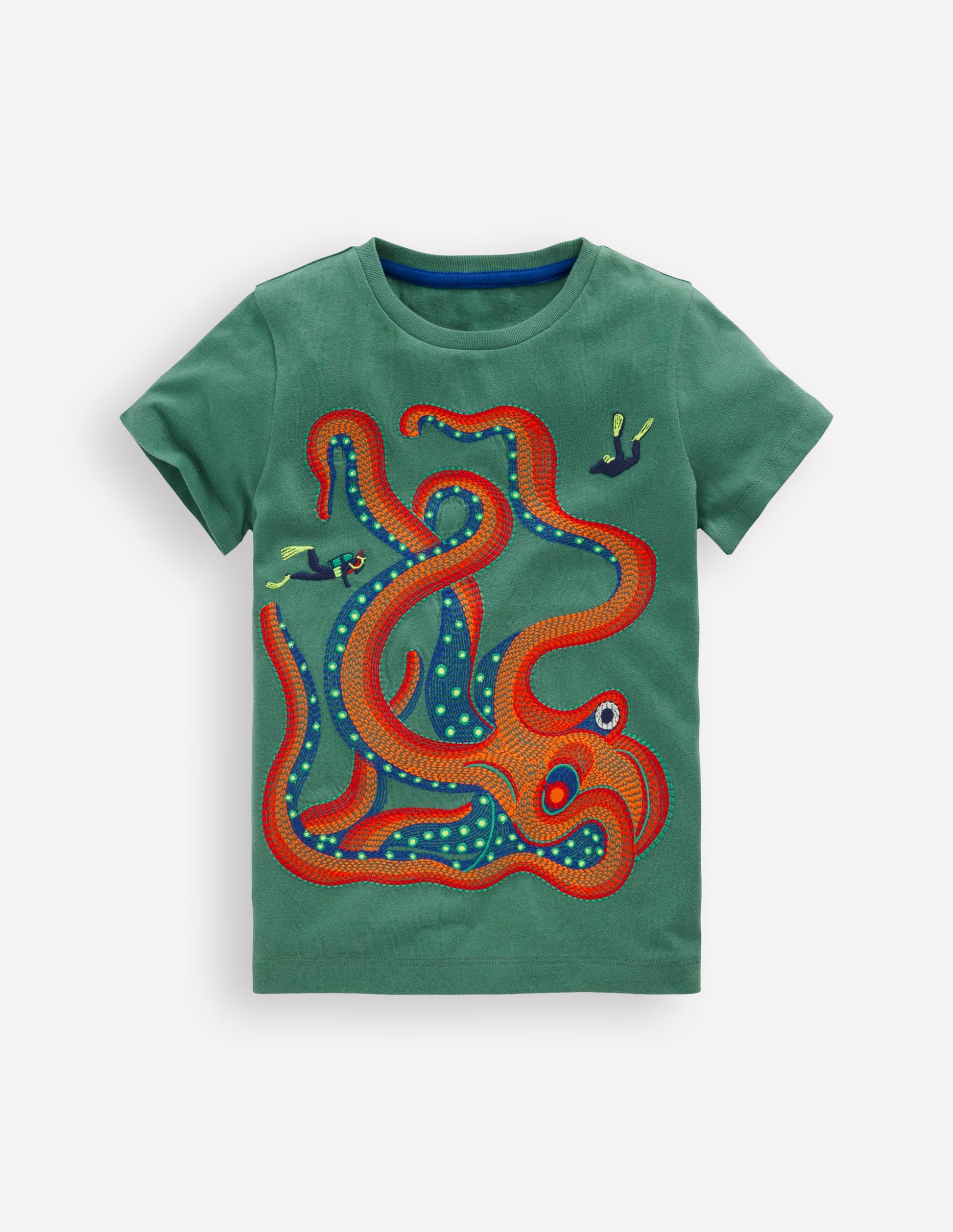 T-Shirt mit Superstitch-Design-Fichtengrün Oktopus-1