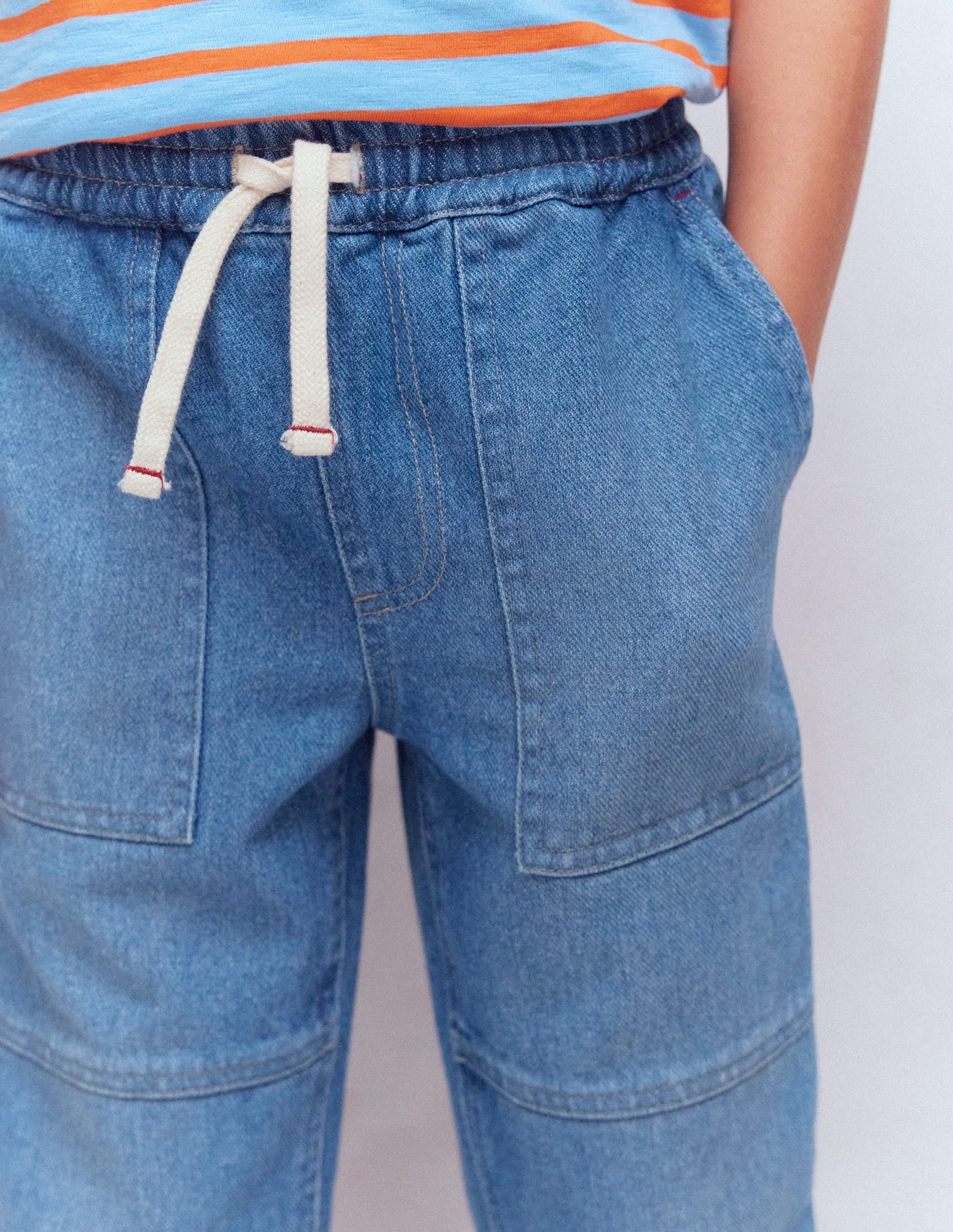 Warrior Knee Jeans-Mid Blue Wash - Image 2