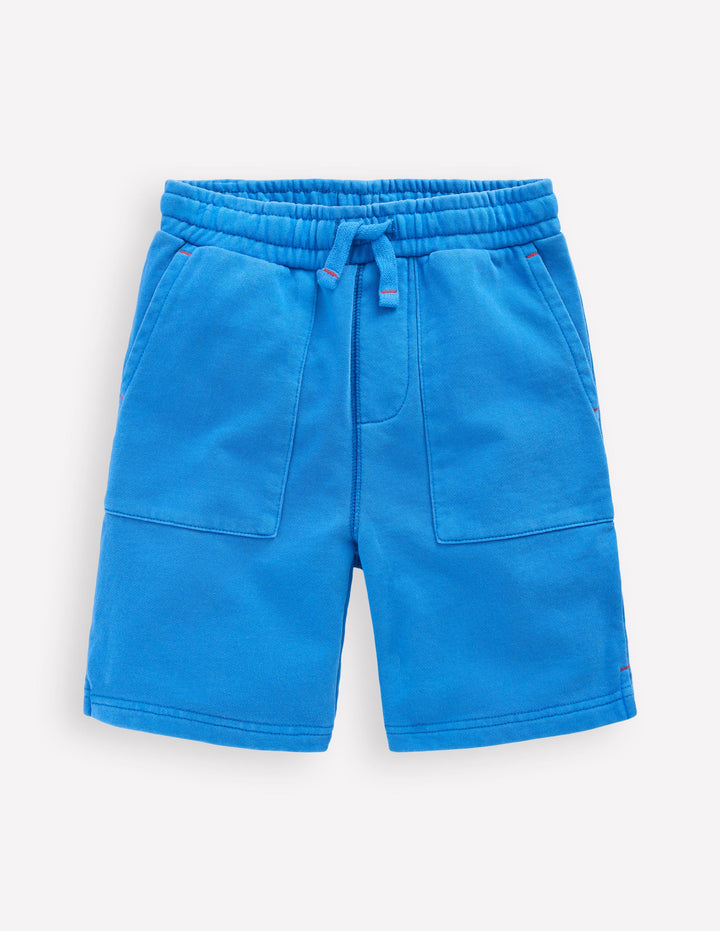 Stückgefärbte Sweatshorts-Blau
