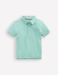 Flammgarn-Polohemd-Aqua Meeresblau