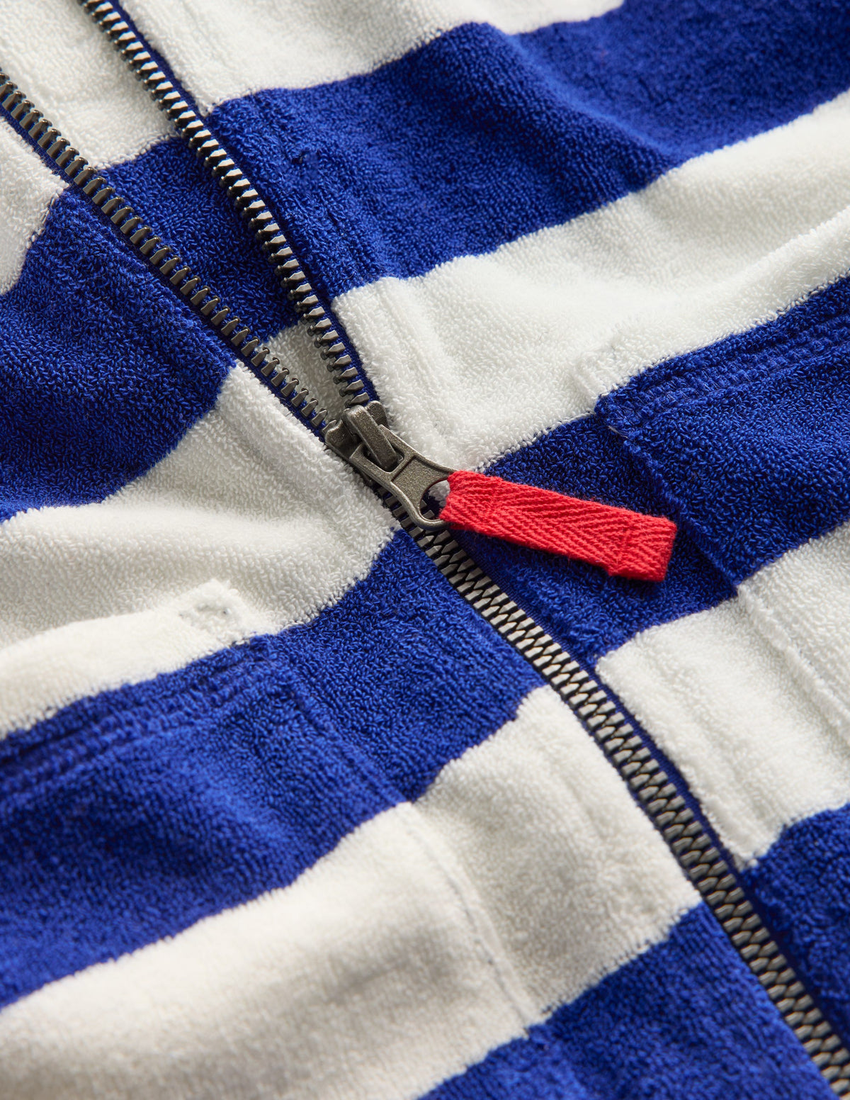 Poncho en éponge à fermeture zippée-Rayé bleu saphir-3