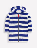 Poncho en éponge à fermeture zippée-Rayé bleu saphir