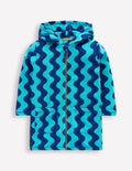 Frottee-Badeponcho mit Reißverschluss-Blau Wellen
