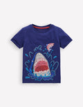 Im Dunkeln leuchtendes T-Shirt mit Superstitch-Dunkelblau, Hai