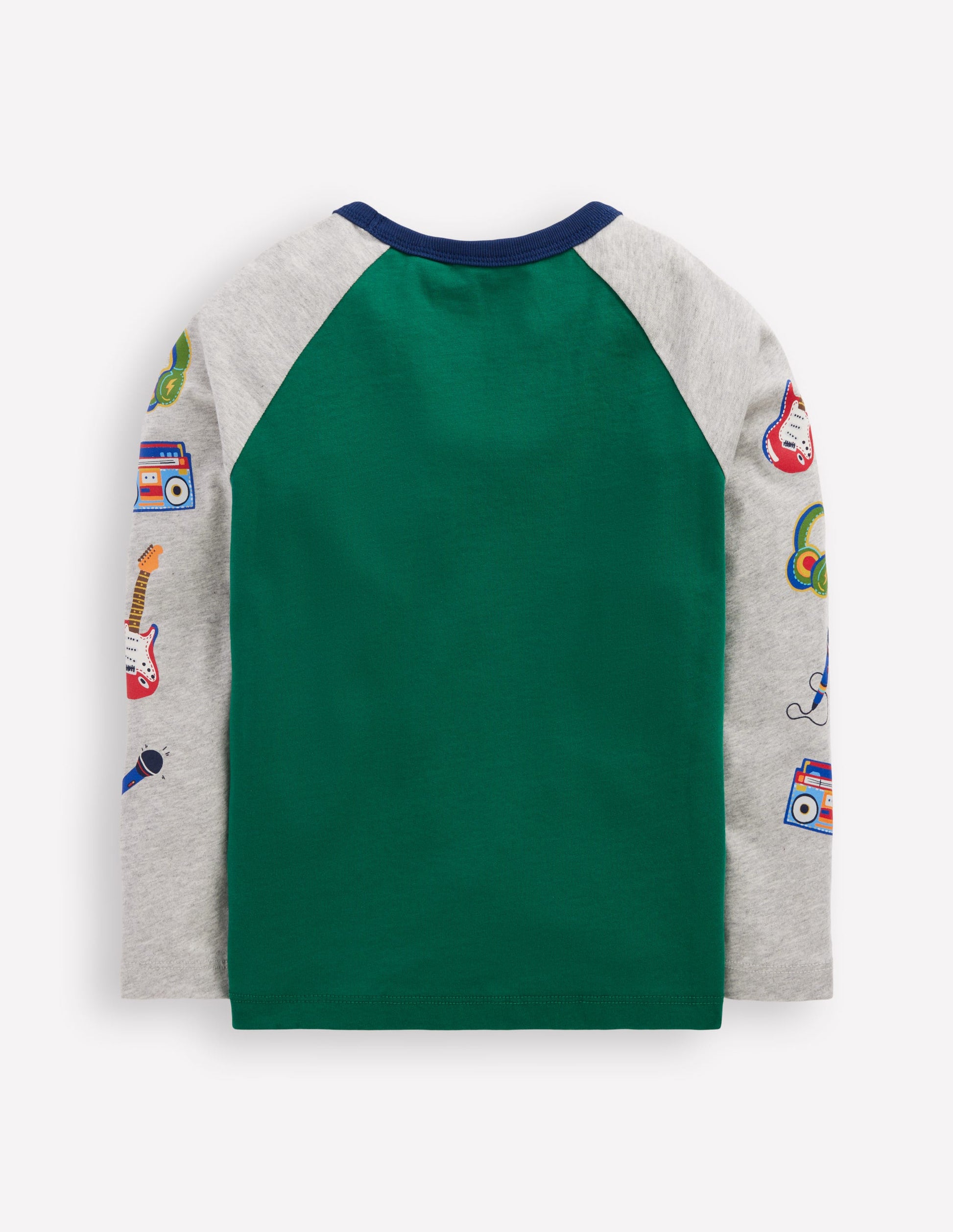 Printed Sleeve Raglan T-shirt-Green Weekend Print-2