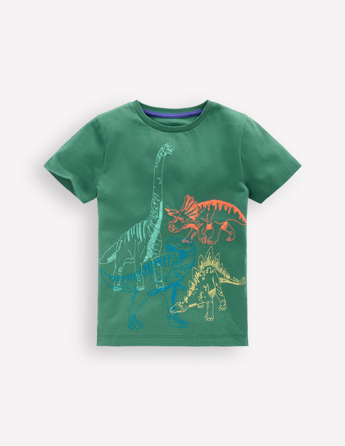 T-Shirt mit Linienstich-Fichtengrün Dinos-1
