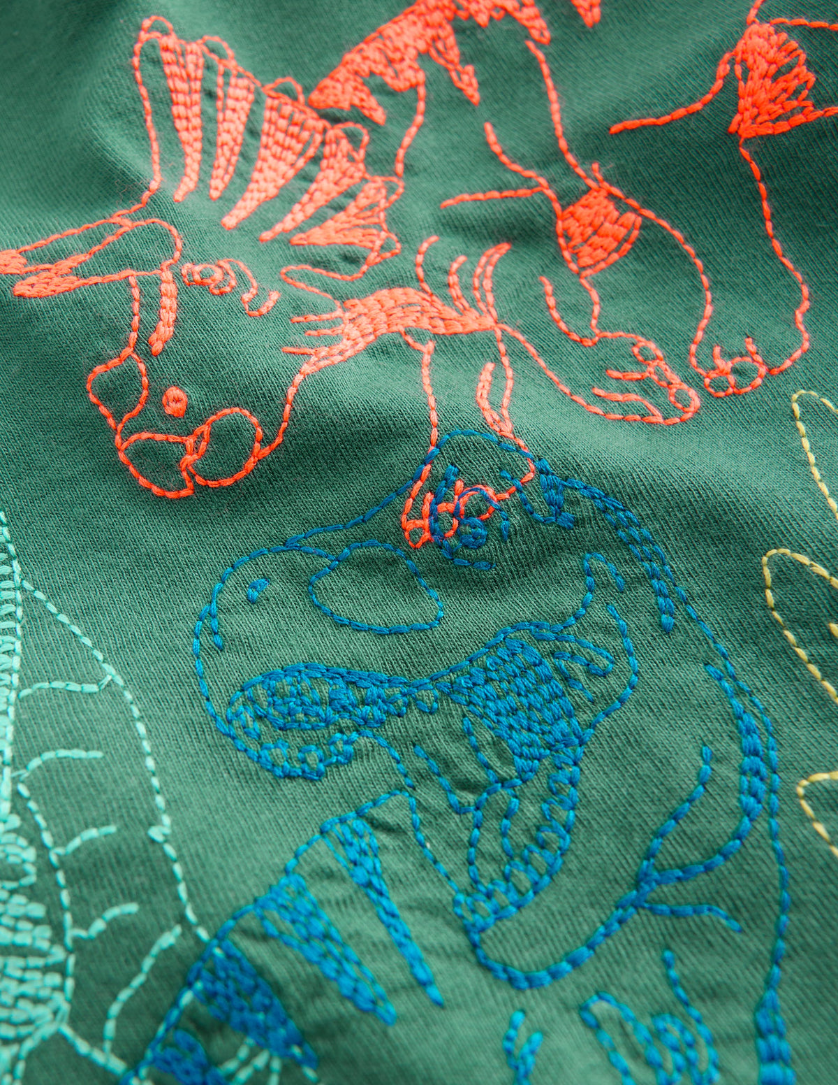 T-Shirt mit Linienstich-Fichtengrün Dinos-3