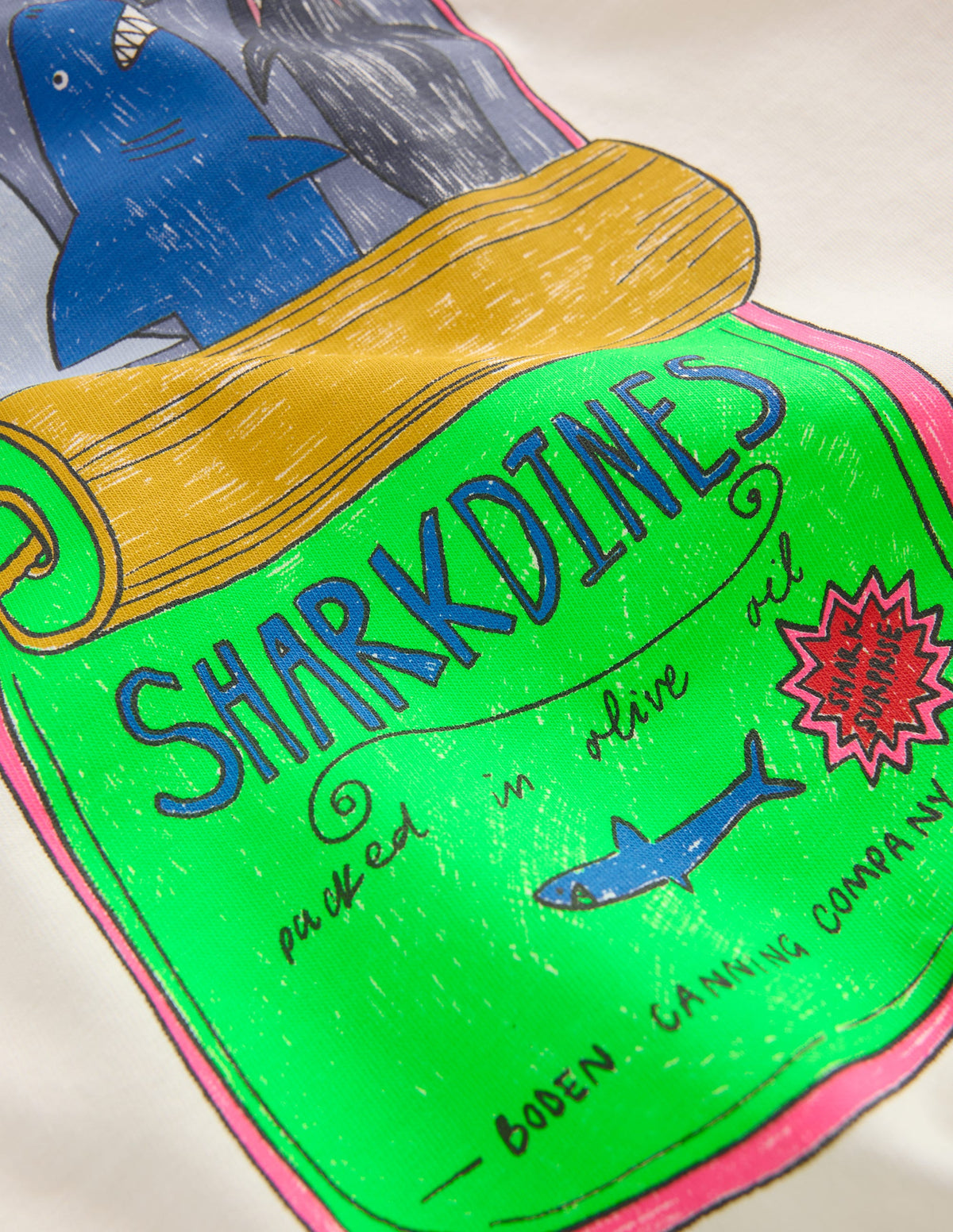 T-shirt graphique décontracté-Motif Sardine Can parchemin-3