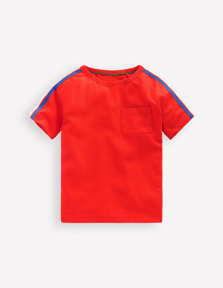 Raglan-T-Shirt mit bunten Streifen-ZINNOBERORANGE