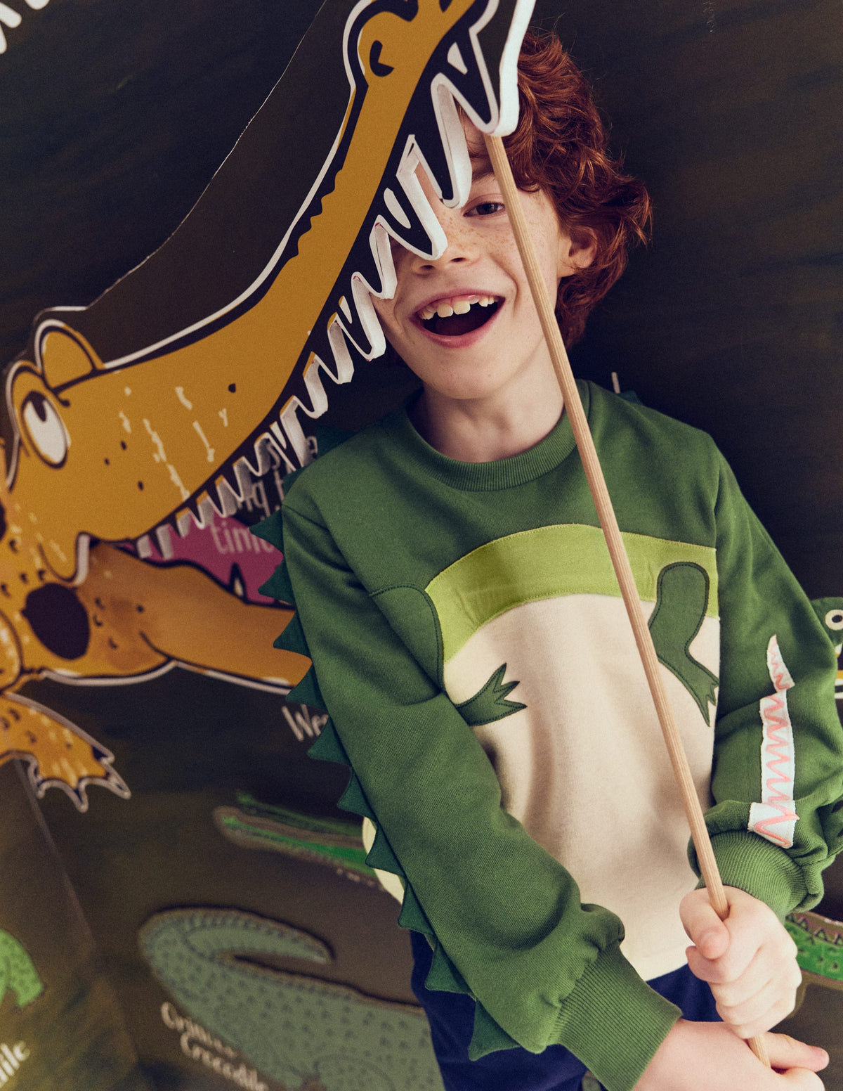 Sweatshirt mit 3D-Tiermuster-Krokodilleder-Optik-4