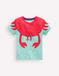 Kurzärmliges T-Shirt mit origineller Applikation-Minze Krebs