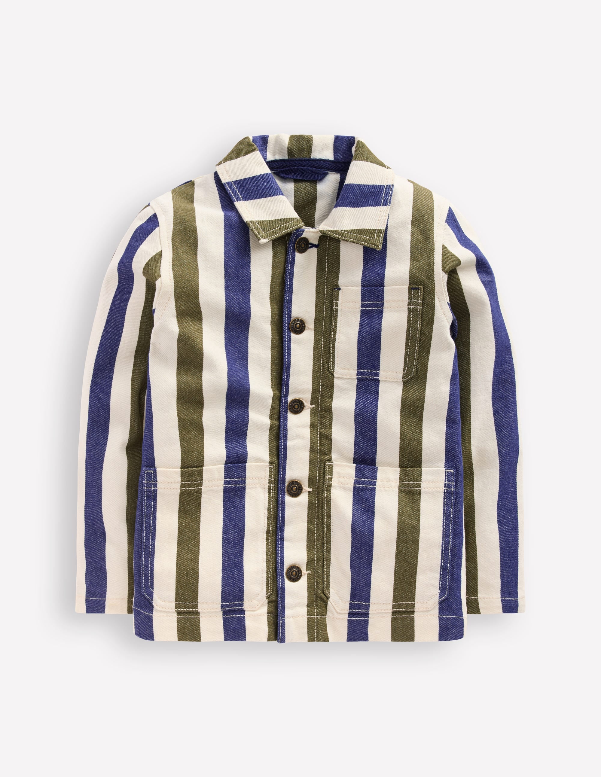 Veste en sergé-Rayé bleu et vert - Image 4