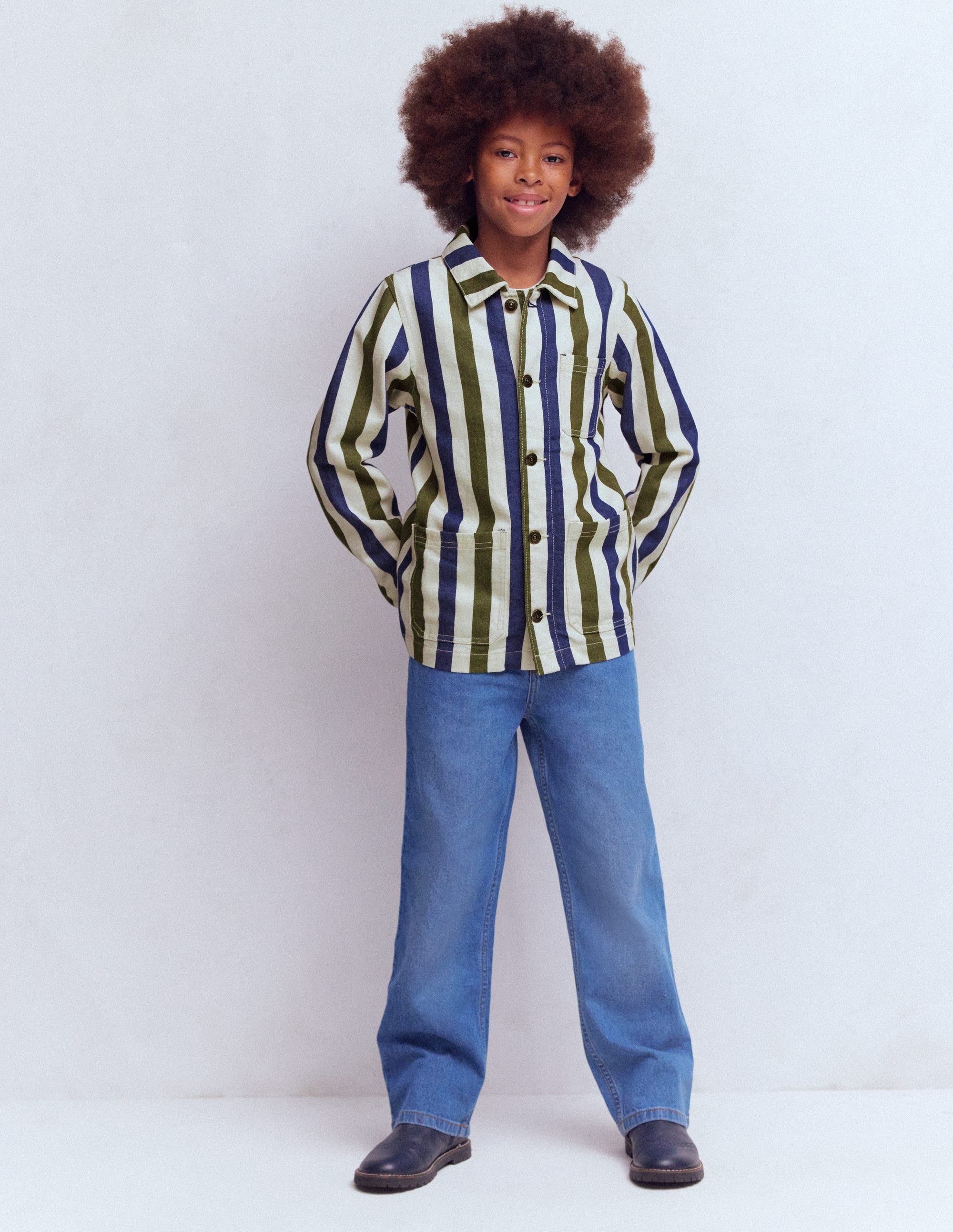 Veste en sergé-Rayé bleu et vert - Image 2