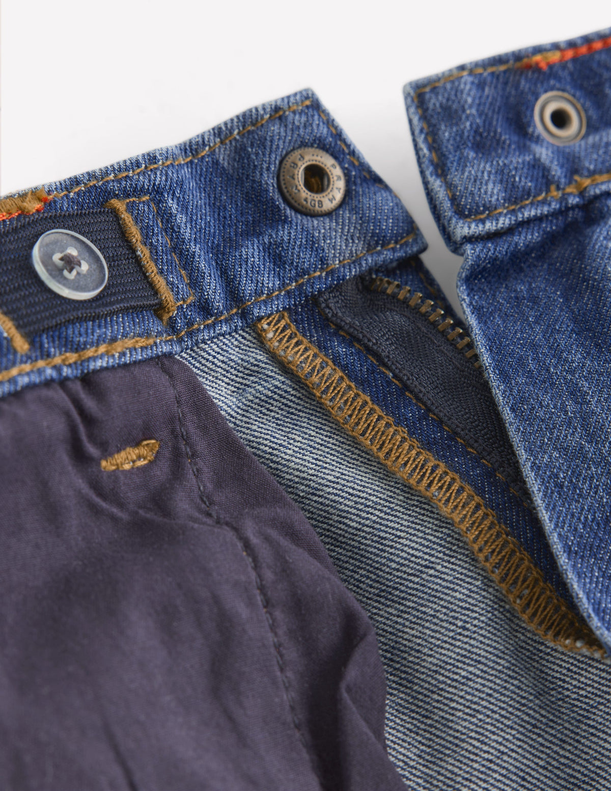 Lockere Jeanshose mit geradem Bein-Streifen Schatten-6