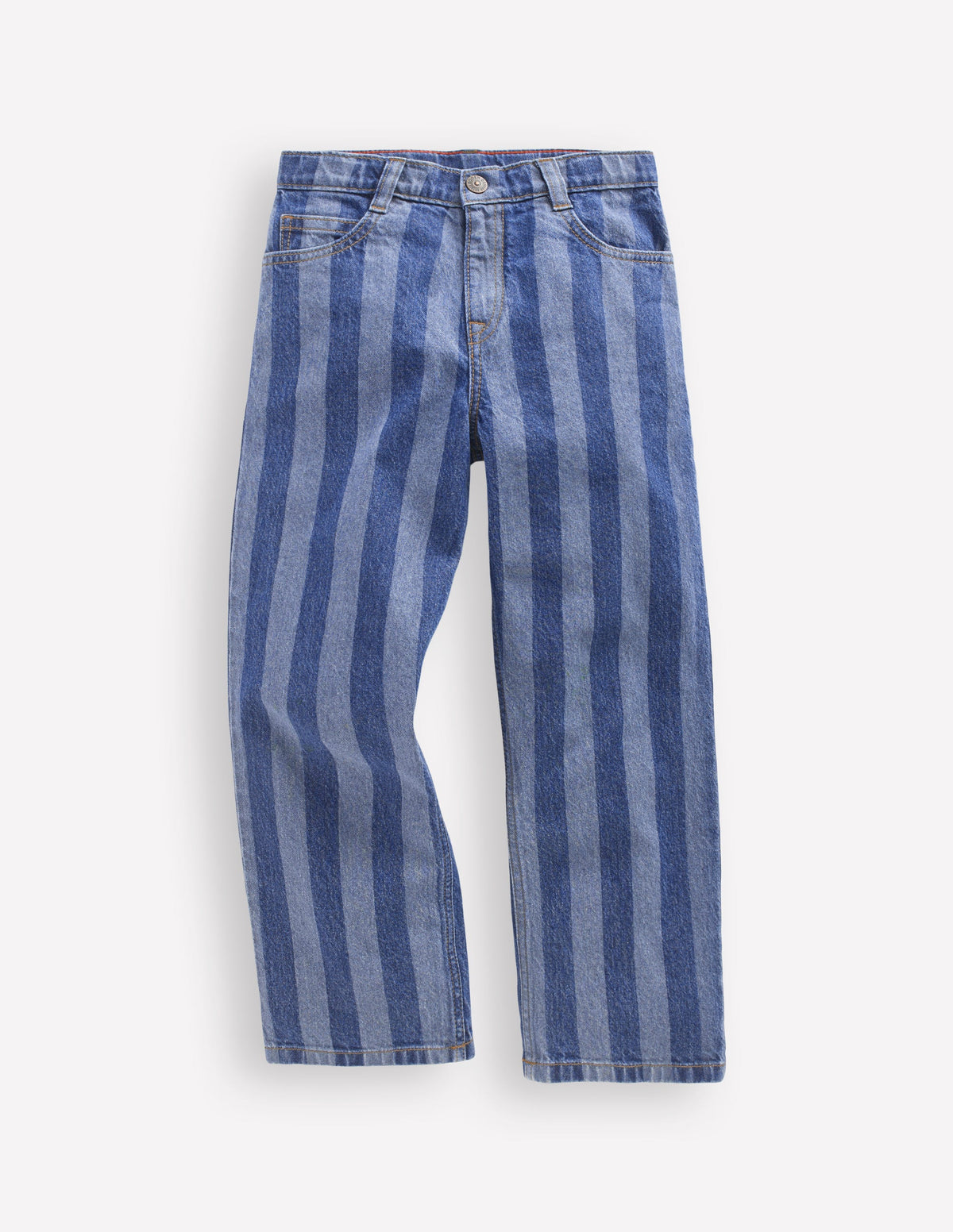 Lockere Jeanshose mit geradem Bein-Streifen Schatten-3
