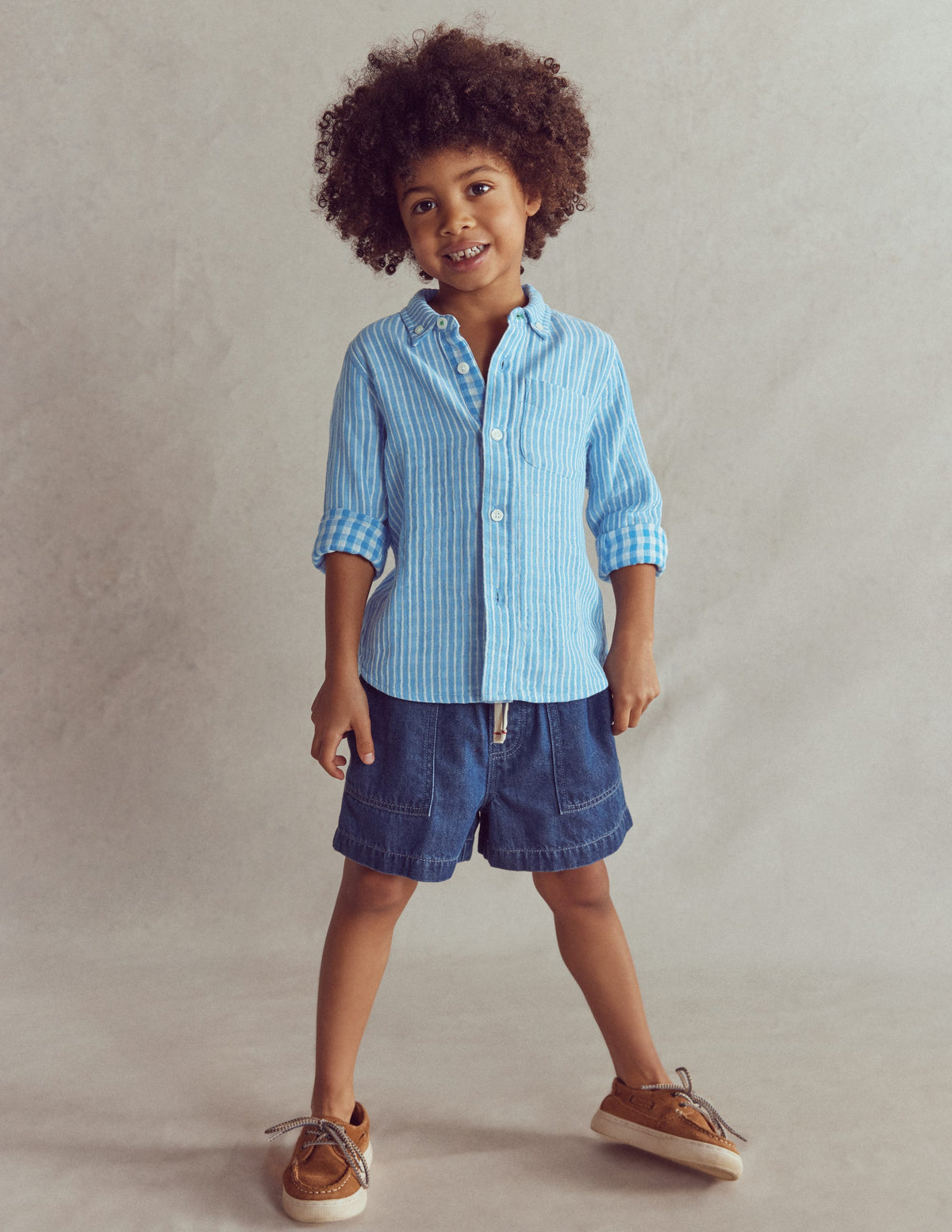 Weiche Jeansshorts-Heller Used Look-3