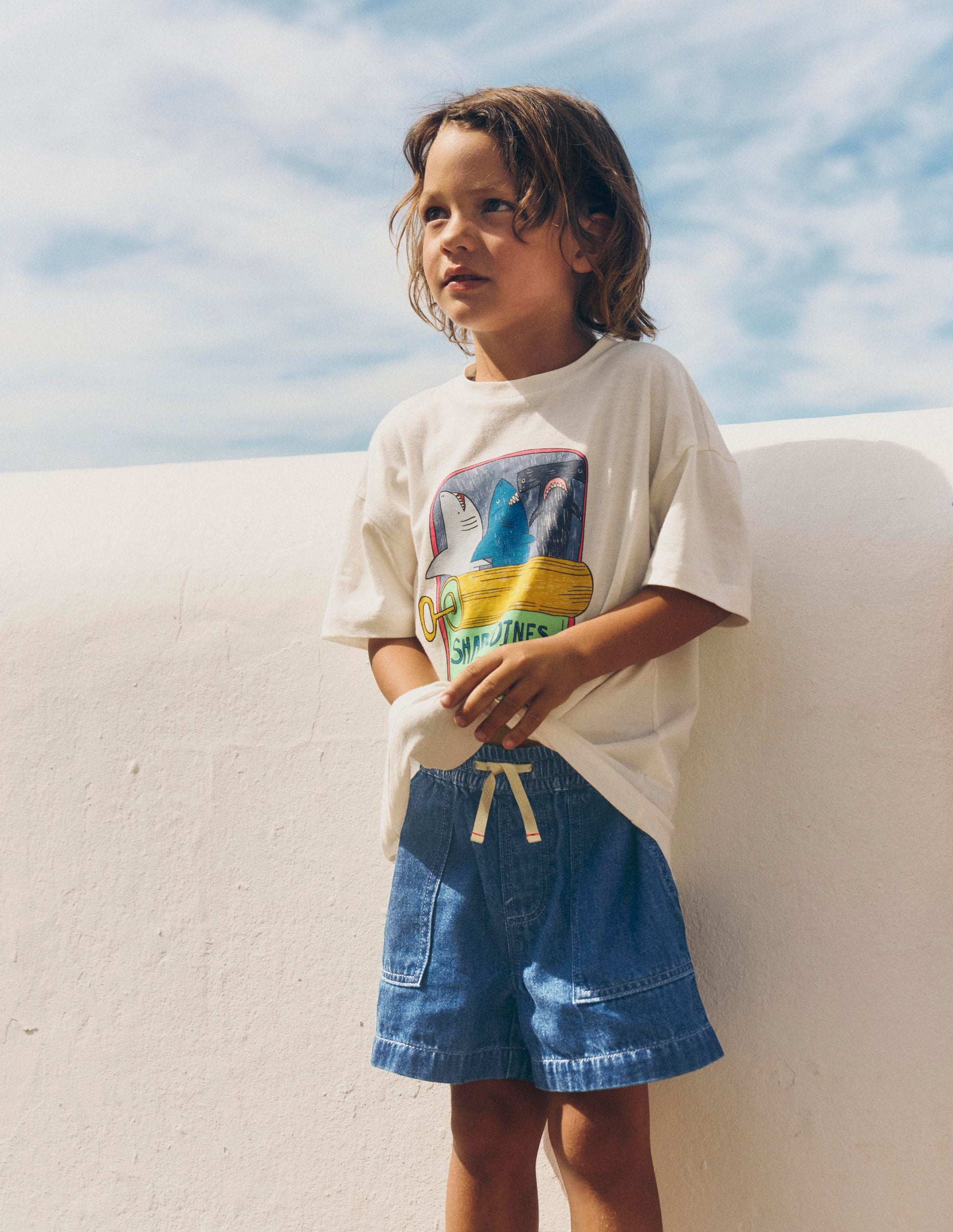 Weiche Jeansshorts-Heller Used Look-7