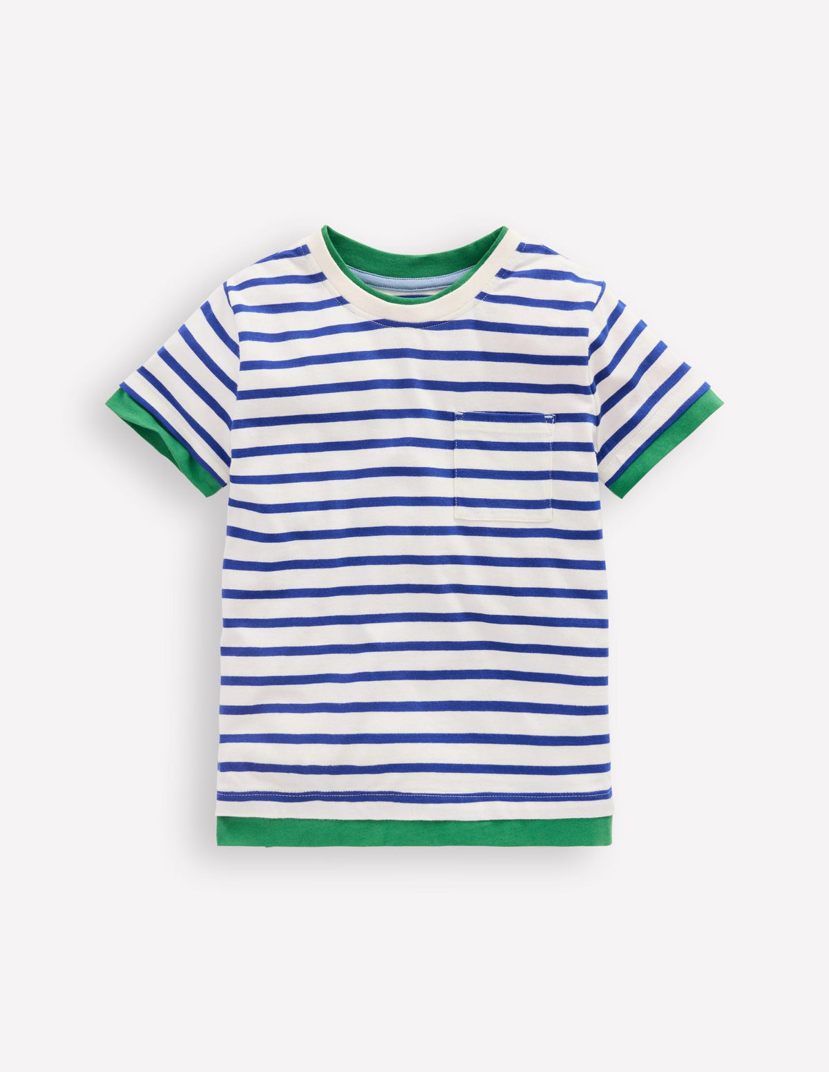 T-Shirt im Lagen-Look-Leuchtendes Blau/Naturweiß - Image 1