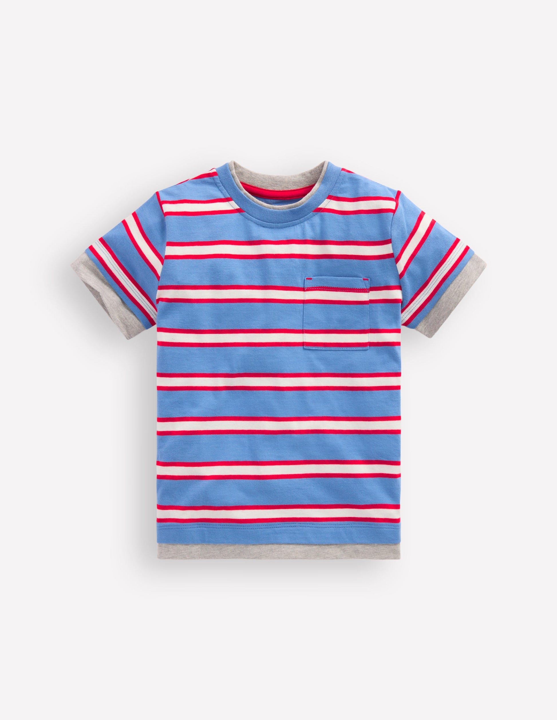 T-Shirt im Lagen-Look-Blau/Rot-1