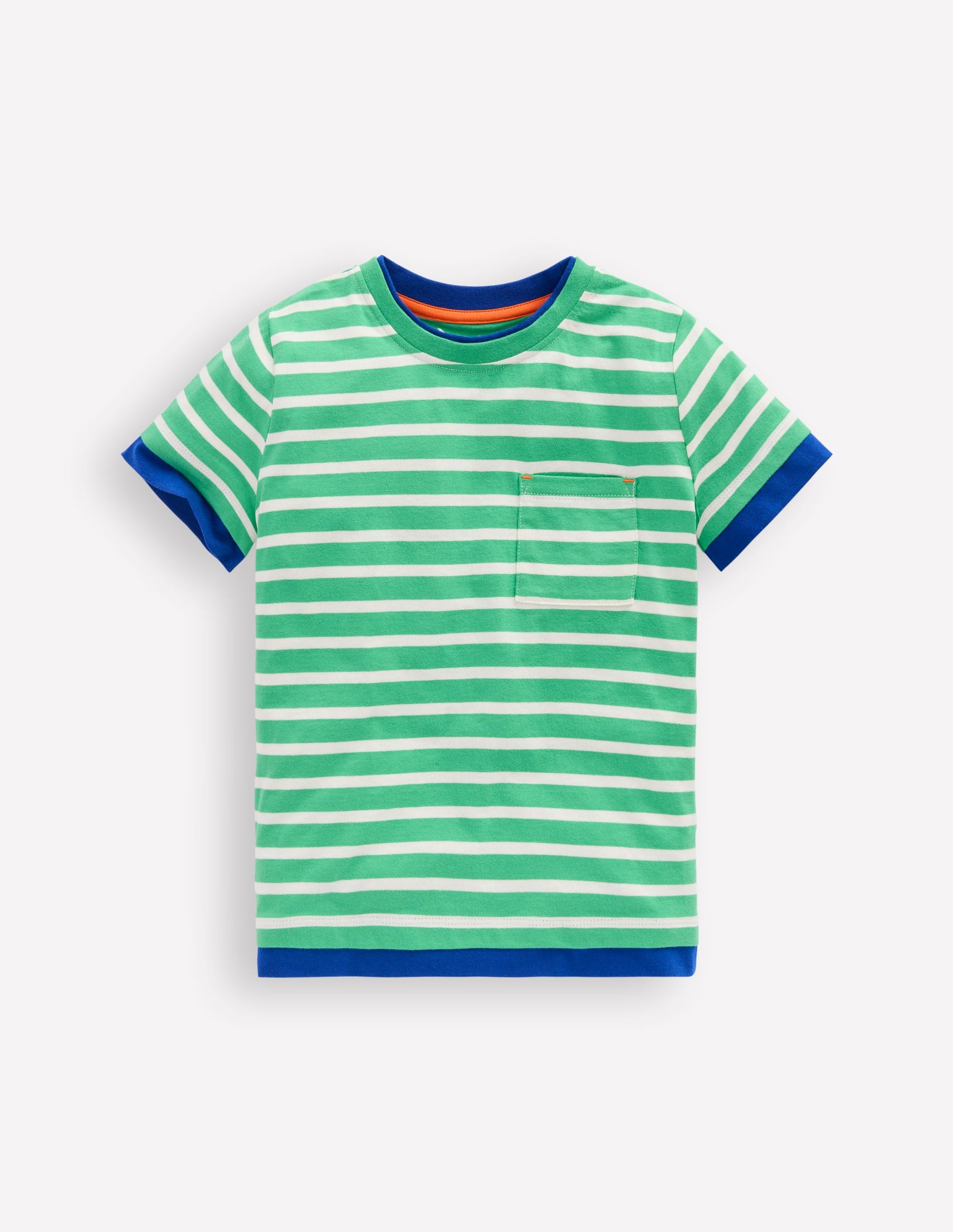 T-Shirt im Lagen-Look-Erbsengrün/Naturweiß-1