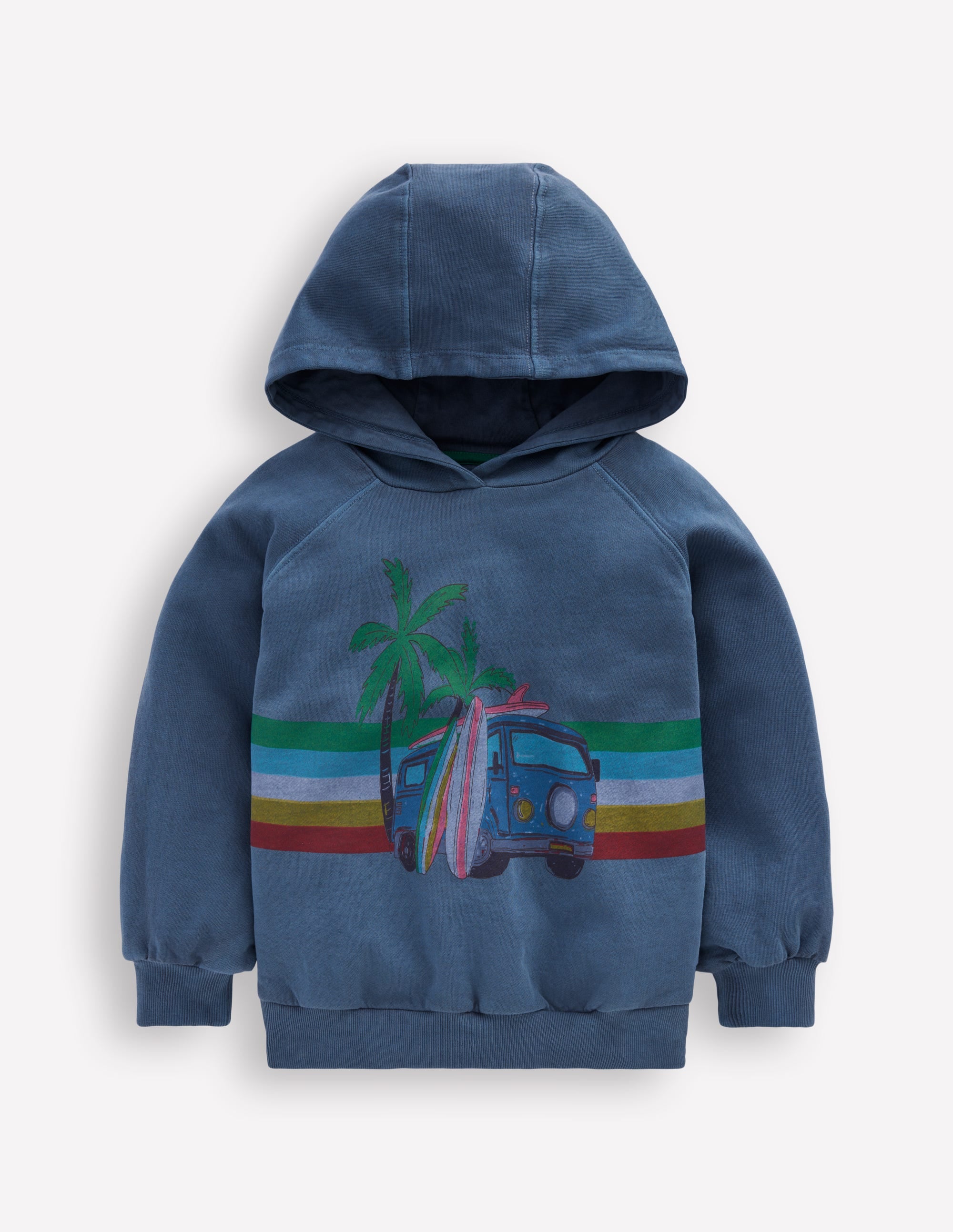 Stückgefärbter Grafik-Kapuzenpullover-Urlaubsmotiv mit Auto - Image 2